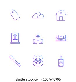 Set of 9 icons, for web, internet, mobile apps, interface design: business, finance, shopping, communication, fitness, computer, media, transportation, travel, easter, christmas, summer, device