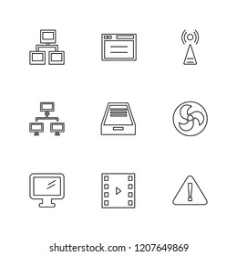 Set of 9 icons, for web, internet, mobile apps, interface design: business, finance, shopping, communication, fitness, computer, media, transportation, travel, easter, christmas, summer, device