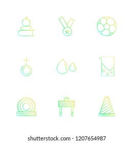 Set of 9 icons, for web, internet, mobile apps, interface design: business, finance, shopping, communication, fitness, computer, media, transportation, travel, easter, christmas, summer, device