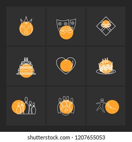 Set of 9 icons, for web, internet, mobile apps, interface design: business, finance, shopping, communication, fitness, computer, media, transportation, travel, easter, christmas, summer, device
