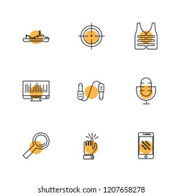 Set of 9 icons, for web, internet, mobile apps, interface design: business, finance, shopping, communication, fitness, computer, media, transportation, travel, easter, christmas, summer, device