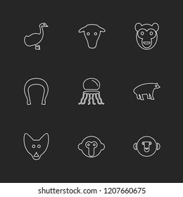 Set of 9 icons, for web, internet, mobile apps, interface design: business, finance, shopping, communication, fitness, computer, media, transportation, travel, easter, christmas, summer, device