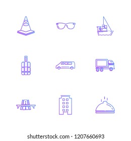 Set of 9 icons, for web, internet, mobile apps, interface design: business, finance, shopping, communication, fitness, computer, media, transportation, travel, easter, christmas, summer, device