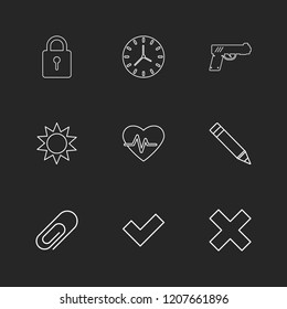 Set of 9 icons, for web, internet, mobile apps, interface design: business, finance, shopping, communication, fitness, computer, media, transportation, travel, easter, christmas, summer, device