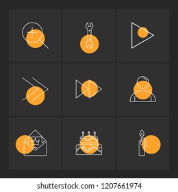 Set of 9 icons, for web, internet, mobile apps, interface design: business, finance, shopping, communication, fitness, computer, media, transportation, travel, easter, christmas, summer, device