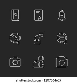 Set of 9 icons, for web, internet, mobile apps, interface design: business, finance, shopping, communication, fitness, computer, media, transportation, travel, easter, christmas, summer, device