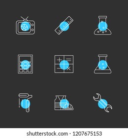 Set of 9 icons, for web, internet, mobile apps, interface design: business, finance, shopping, communication, fitness, computer, media, transportation, travel, easter, christmas, summer, device