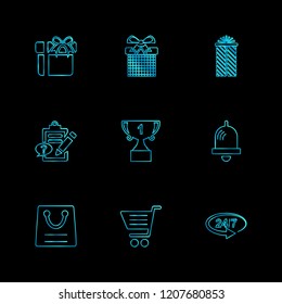 Set of 9 icons, for web, internet, mobile apps, interface design: business, finance, shopping, communication, fitness, computer, media, transportation, travel, easter, christmas, summer, device