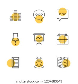 Set of 9 icons, for web, internet, mobile apps, interface design: business, finance, shopping, communication, fitness, computer, media, transportation, travel, easter, christmas, summer, device
