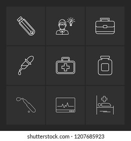 Set of 9 icons, for web, internet, mobile apps, interface design: business, finance, shopping, communication, fitness, computer, media, transportation, travel, easter, christmas, summer, device