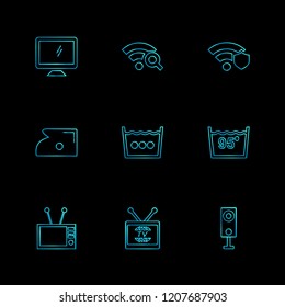 Set of 9 icons, for web, internet, mobile apps, interface design: business, finance, shopping, communication, fitness, computer, media, transportation, travel, easter, christmas, summer, device