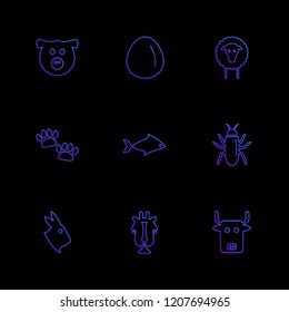 Set of 9 icons, for web, internet, mobile apps, interface design: business, finance, shopping, communication, fitness, computer, media, transportation, travel, easter, christmas, summer, device