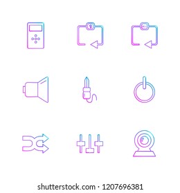 Set of 9 icons, for web, internet, mobile apps, interface design: business, finance, shopping, communication, fitness, computer, media, transportation, travel, easter, christmas, summer, device