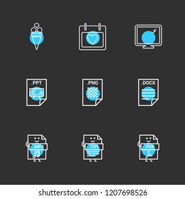 Set of 9 icons, for web, internet, mobile apps, interface design: business, finance, shopping, communication, fitness, computer, media, transportation, travel, easter, christmas, summer, device