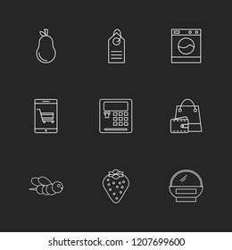 Set of 9 icons, for web, internet, mobile apps, interface design: business, finance, shopping, communication, fitness, computer, media, transportation, travel, easter, christmas, summer, device