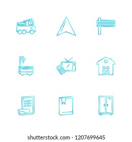 Set of 9 icons, for web, internet, mobile apps, interface design: business, finance, shopping, communication, fitness, computer, media, transportation, travel, easter, christmas, summer, device