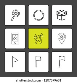 Set of 9 icons, for web, internet, mobile apps, interface design: business, finance, shopping, communication, fitness, computer, media, transportation, travel, easter, christmas, summer, device