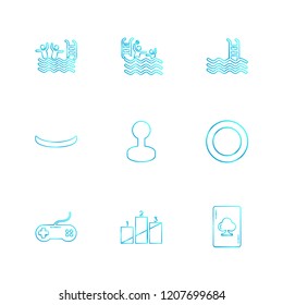 Set of 9 icons, for web, internet, mobile apps, interface design: business, finance, shopping, communication, fitness, computer, media, transportation, travel, easter, christmas, summer, device