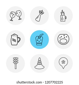 Set of 9 icons, for web, internet, mobile apps, interface design: business, finance, shopping, communication, fitness, computer, media, transportation, travel, easter, christmas, summer, device