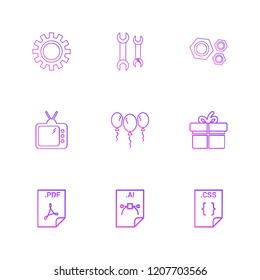 Set of 9 icons, for web, internet, mobile apps, interface design: business, finance, shopping, communication, fitness, computer, media, transportation, travel, easter, christmas, summer, device