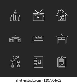 Set of 9 icons, for web, internet, mobile apps, interface design: business, finance, shopping, communication, fitness, computer, media, transportation, travel, easter, christmas, summer, device