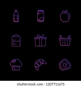 Set of 9 icons, for web, internet, mobile apps, interface design: business, finance, shopping, communication, fitness, computer, media, transportation, travel, easter, christmas, summer, device