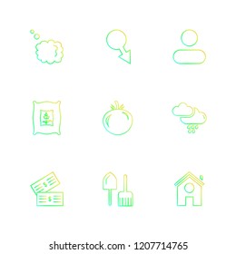 Set of 9 icons, for web, internet, mobile apps, interface design: business, finance, shopping, communication, fitness, computer, media, transportation, travel, easter, christmas, summer, device