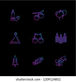 Set of 9 icons, for web, internet, mobile apps, interface design: business, finance, shopping, communication, fitness, computer, media, transportation, travel, easter, christmas, summer, device