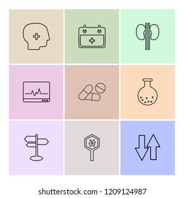 Set of 9 icons, for web, internet, mobile apps, interface design: business, finance, shopping, communication, fitness, computer, media, transportation, travel, easter, christmas, summer, device