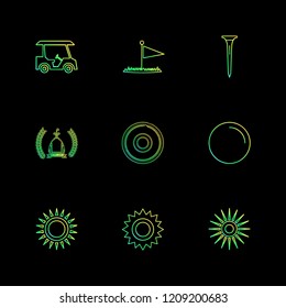 Set of 9 icons, for web, internet, mobile apps, interface design: business, finance, shopping, communication, fitness, computer, media, transportation, travel, easter, christmas, summer, device