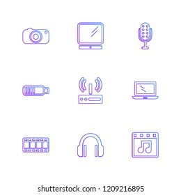 Set of 9 icons, for web, internet, mobile apps, interface design: business, finance, shopping, communication, fitness, computer, media, transportation, travel, easter, christmas, summer, device