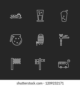Set of 9 icons, for web, internet, mobile apps, interface design: business, finance, shopping, communication, fitness, computer, media, transportation, travel, easter, christmas, summer, device