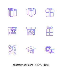 Set of 9 icons, for web, internet, mobile apps, interface design: business, finance, shopping, communication, fitness, computer, media, transportation, travel, easter, christmas, summer, device