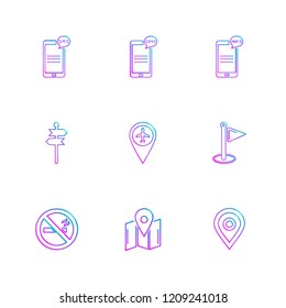 Set of 9 icons, for web, internet, mobile apps, interface design: business, finance, shopping, communication, fitness, computer, media, transportation, travel, easter, christmas, summer, device