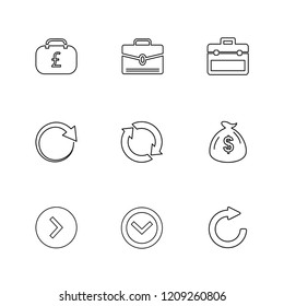 Set of 9 icons, for web, internet, mobile apps, interface design: business, finance, shopping, communication, fitness, computer, media, transportation, travel, easter, christmas, summer, device