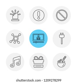 Set of 9 icons, for web, internet, mobile apps, interface design: business, finance, shopping, communication, fitness, computer, media, transportation, travel, easter, christmas, summer, device