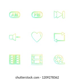 Set of 9 icons, for web, internet, mobile apps, interface design: business, finance, shopping, communication, fitness, computer, media, transportation, travel, easter, christmas, summer, device