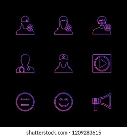 Set of 9 icons, for web, internet, mobile apps, interface design: business, finance, shopping, communication, fitness, computer, media, transportation, travel, easter, christmas, summer, device