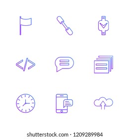 Set of 9 icons, for web, internet, mobile apps, interface design: business, finance, shopping, communication, fitness, computer, media, transportation, travel, easter, christmas, summer, device