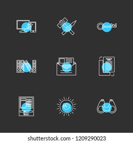 Set of 9 icons, for web, internet, mobile apps, interface design: business, finance, shopping, communication, fitness, computer, media, transportation, travel, easter, christmas, summer, device