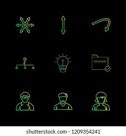 Set of 9 icons, for web, internet, mobile apps, interface design: business, finance, shopping, communication, fitness, computer, media, transportation, travel, easter, christmas, summer, device