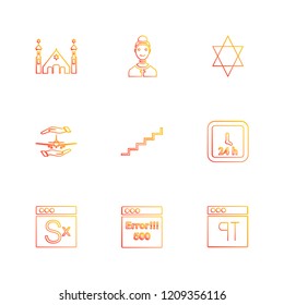 Set of 9 icons, for web, internet, mobile apps, interface design: business, finance, shopping, communication, fitness, computer, media, transportation, travel, easter, christmas, summer, device