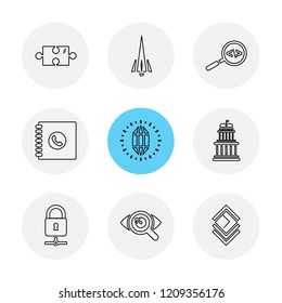 Set of 9 icons, for web, internet, mobile apps, interface design: business, finance, shopping, communication, fitness, computer, media, transportation, travel, easter, christmas, summer, device