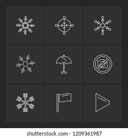 Set of 9 icons, for web, internet, mobile apps, interface design: business, finance, shopping, communication, fitness, computer, media, transportation, travel, easter, christmas, summer, device