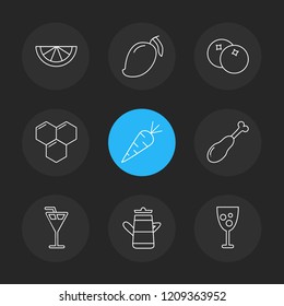 Set of 9 icons, for web, internet, mobile apps, interface design: business, finance, shopping, communication, fitness, computer, media, transportation, travel, easter, christmas, summer, device