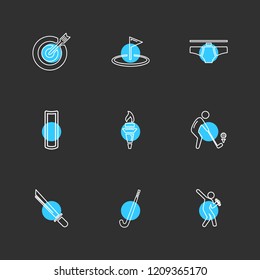 Set of 9 icons, for web, internet, mobile apps, interface design: business, finance, shopping, communication, fitness, computer, media, transportation, travel, easter, christmas, summer, device