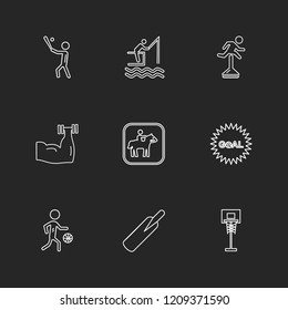 Set of 9 icons, for web, internet, mobile apps, interface design: business, finance, shopping, communication, fitness, computer, media, transportation, travel, easter, christmas, summer, device