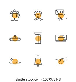 Set of 9 icons, for web, internet, mobile apps, interface design: business, finance, shopping, communication, fitness, computer, media, transportation, travel, easter, christmas, summer, device