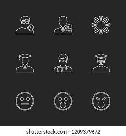Set of 9 icons, for web, internet, mobile apps, interface design: business, finance, shopping, communication, fitness, computer, media, transportation, travel, easter, christmas, summer, device