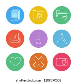Set of 9 icons, for web, internet, mobile apps, interface design: business, finance, shopping, communication, fitness, computer, media, transportation, travel, easter, christmas, summer, device